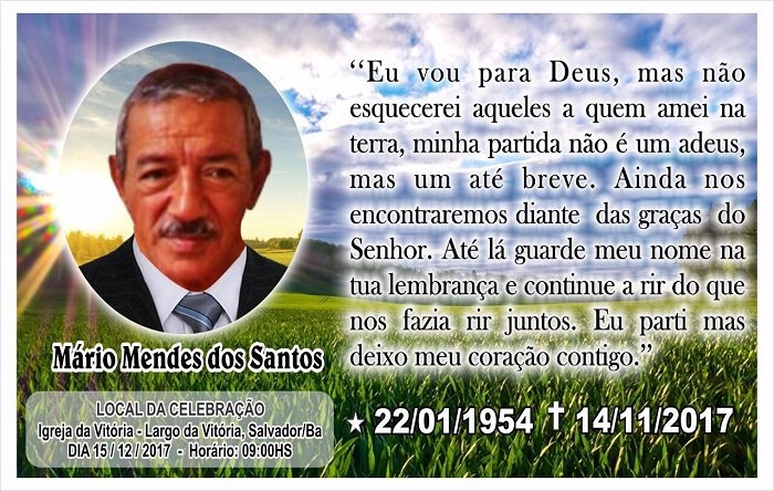 Nota de pesar pelo falecimento de Mário Mendes